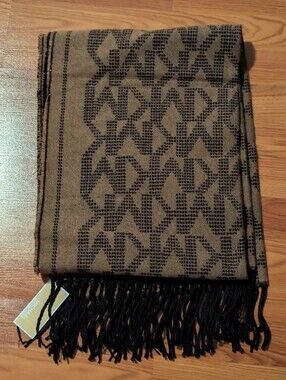 Michael Kors-Style Brown & Black Monogram Scarf